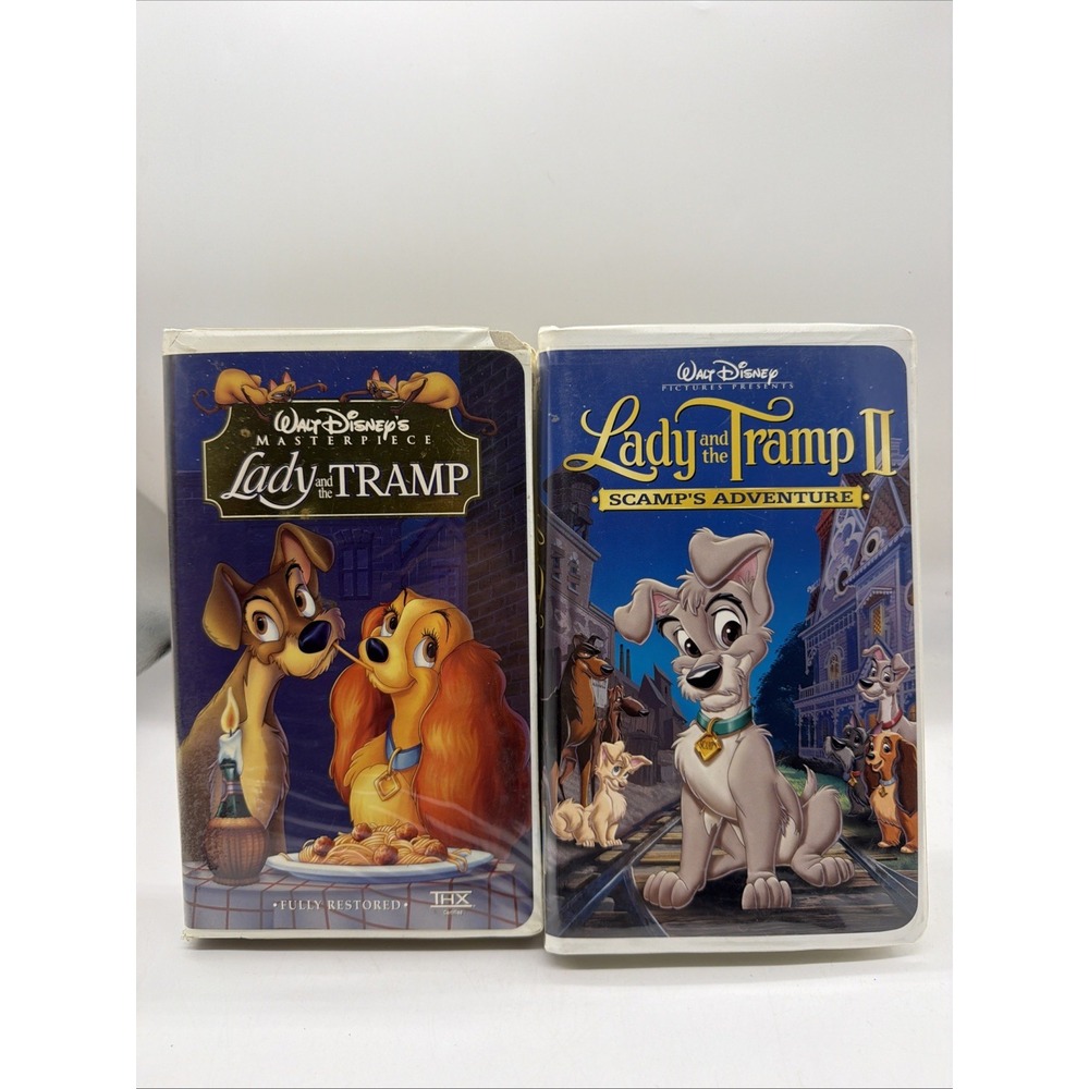 Lady and the Tramp 1 & 2 (Scamp’s Adventure) VHS Lot Disney’s Masterpiece.